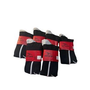 SCORE 6 Pair Men’s Soccer Socks Style 828, black/white/grey Regular (8.5-11) New